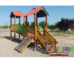 Σύνθετο νηπίων-παίδων με 2 τσουλήθρες και γέφυρα